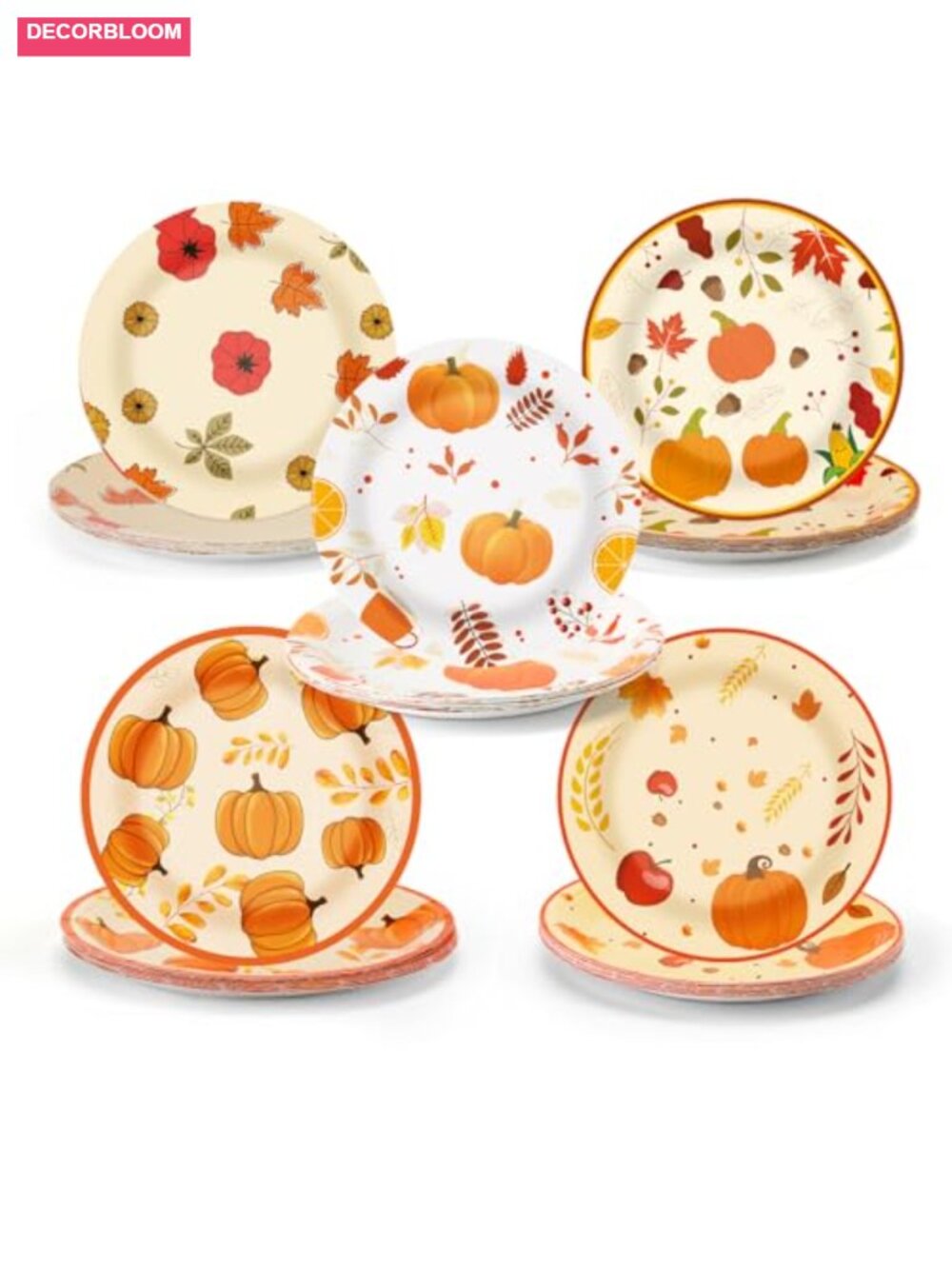 50 Pc Fall Thanksgiving Paper Plates Disposable 7 inch Autumn Harvest Party